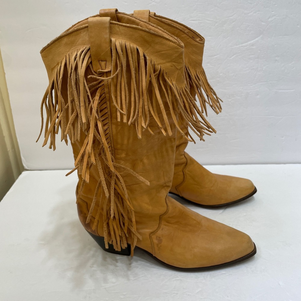 VINTAGE‎ DINGO FRINGE WESTERN BOOTS IN BUTTERY SOFT LEATHER